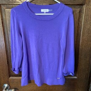 Calvin Klein Purple Fitted 3/4 Sleeve Blouse